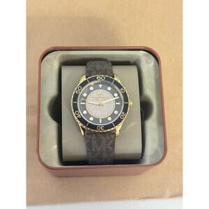 Michael Kors MK6979 Oversized Runway Dive Pavé Gold-Tone and Logo Watch